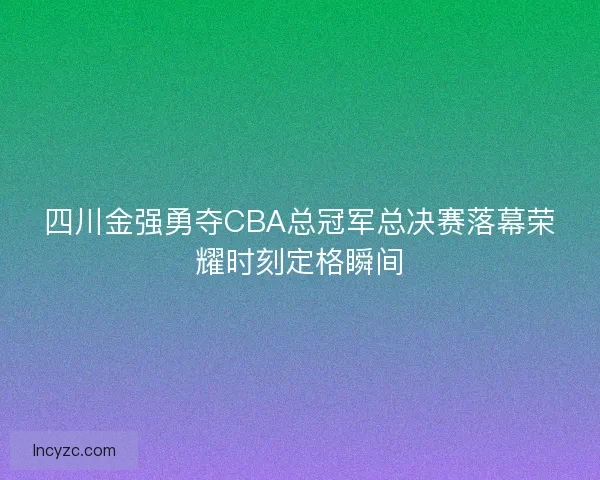 四川金强勇夺CBA总冠军总决赛落幕荣耀时刻定格瞬间